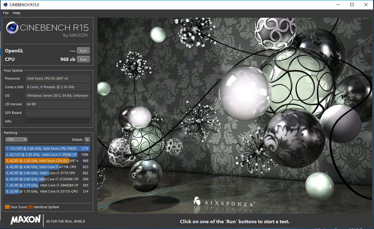 Тестирование SIM-Cloud при помощи Cinebench r15