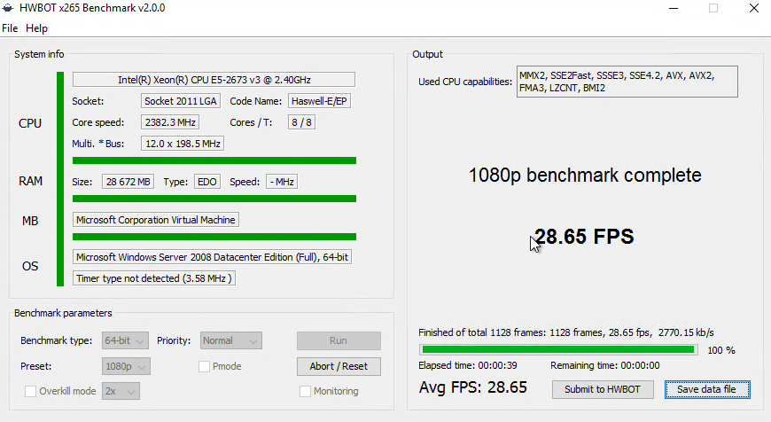  Azure x256 1080p testing