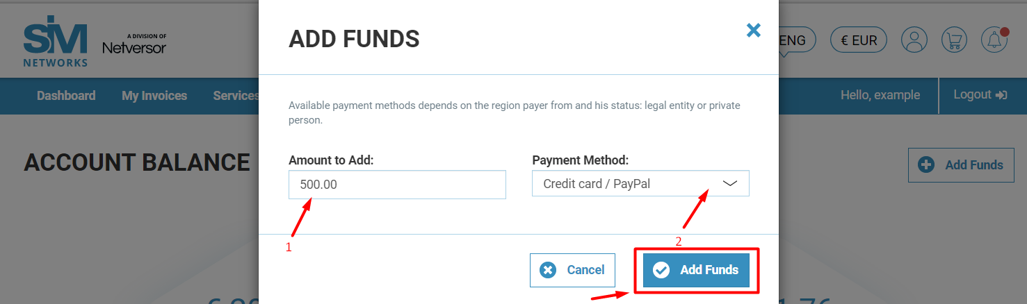 Sum and payment method