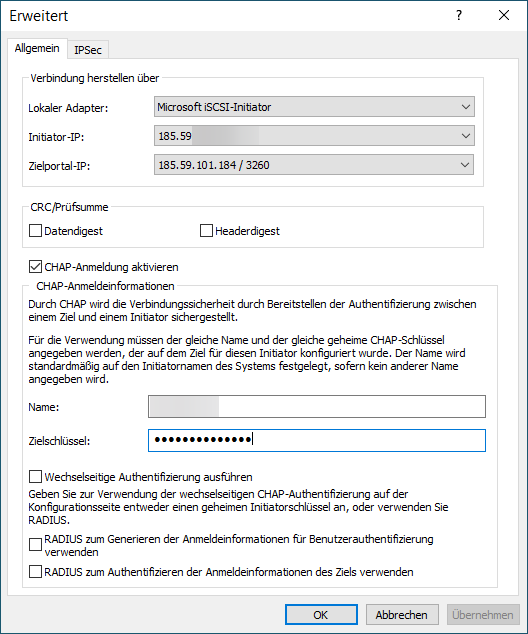 Подключение iSCSI