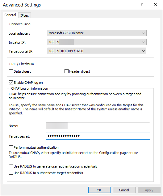 Подключение iSCSI