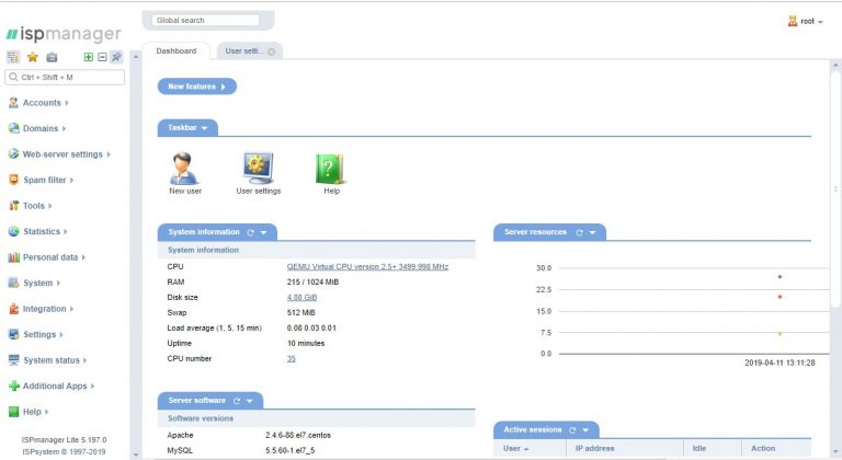 ISPmanager hosting control panel