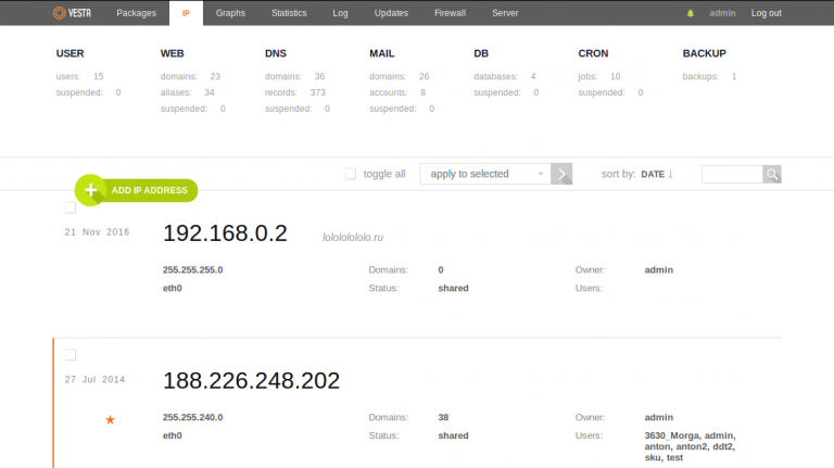 VestaCP hosting control panel